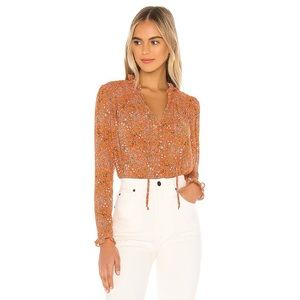 Free People Lela Blouse in Coral Combo